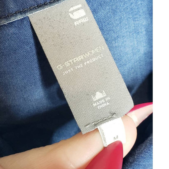 G Star Raw Women's Medium Tacoma Straight Shirt Denim Chambray Snap Lyocell Blue - Picture 3 of 8